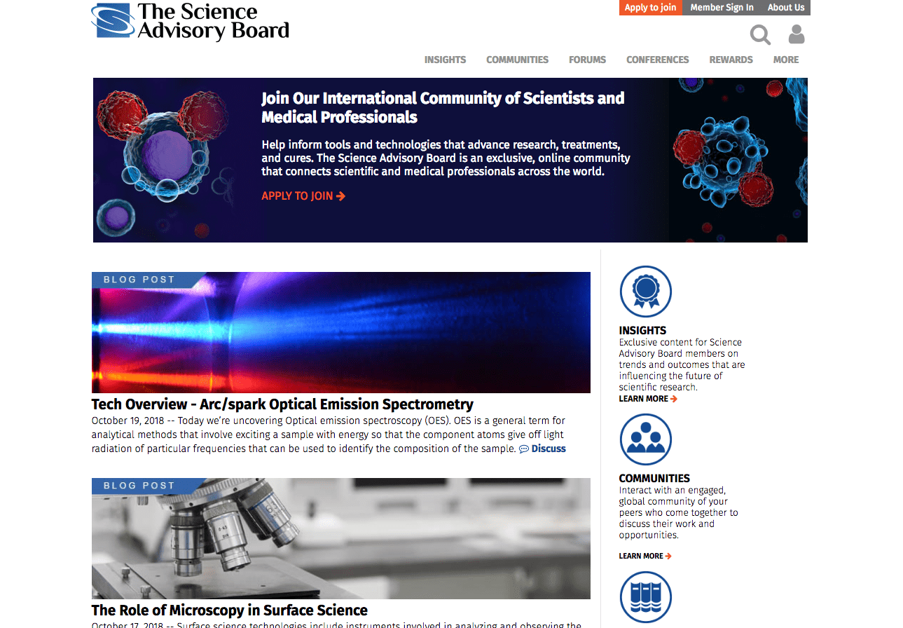 The Science Advisory Board Website Homepage